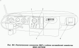 Расположение элементов АБС в кабине автомобилей семейства МАЗ-437040