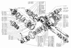 Редуктор главной передачи среднего моста (валы и шестерни)