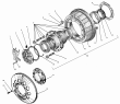 Ступица колеса и тормозной барабан среднего моста (без АБС)