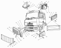Установка фары, фонарей знака автопоезда, освещения подножек, габаритных огней и указателей поворота