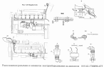 Расположение разъемов и элементов электрооборудования на двигателе 555142-3700098-075