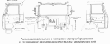 Расположение разъемов и элементов электрооборудования на малой кабине автомобилей-самосвалов с задней разгрузкой