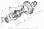 Ступица колеса и тормозной барабан среднего моста (без АБС)