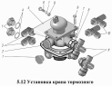 Установка крана тормозного