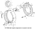 Рабочий тормоз переднего и заднего мостов
