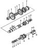 Промежуточный вал/Transmission countershaft, reverse gear shaft and gear