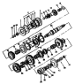 Вторичный вал и шестерни/Transmission output shaft and gear
