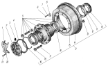 Ступица колеса и тормозной барабан среднего моста (без АБС)