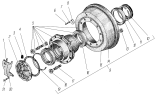 Ступица колеса и тормозной барабан среднего моста (без АБС)